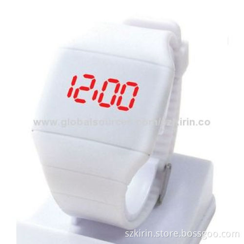 Silicone LCD touch watch, time and date display on dial, for ladies